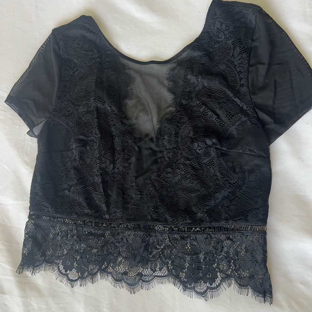 Black Lace Crop Top